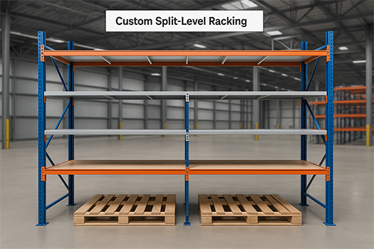 Custom Split-Level Racking – Shelving + Pallet Zone