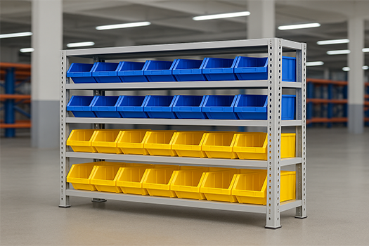 File Racking with Plastic Bins or Compartments