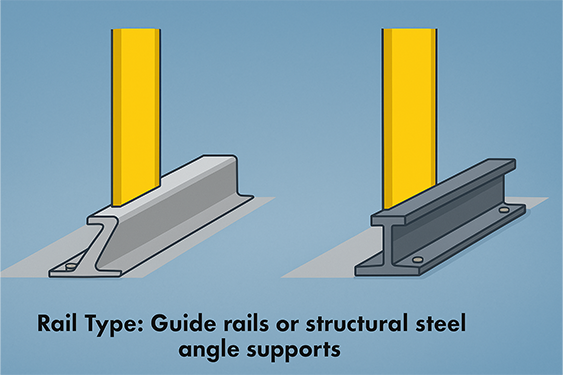 Guide rails or structural steel angle supports